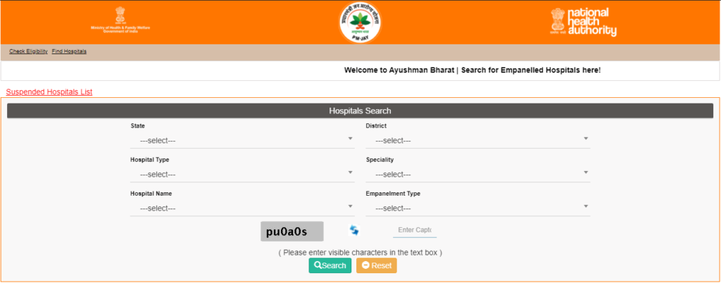 Ayushman Bharat Hospital List